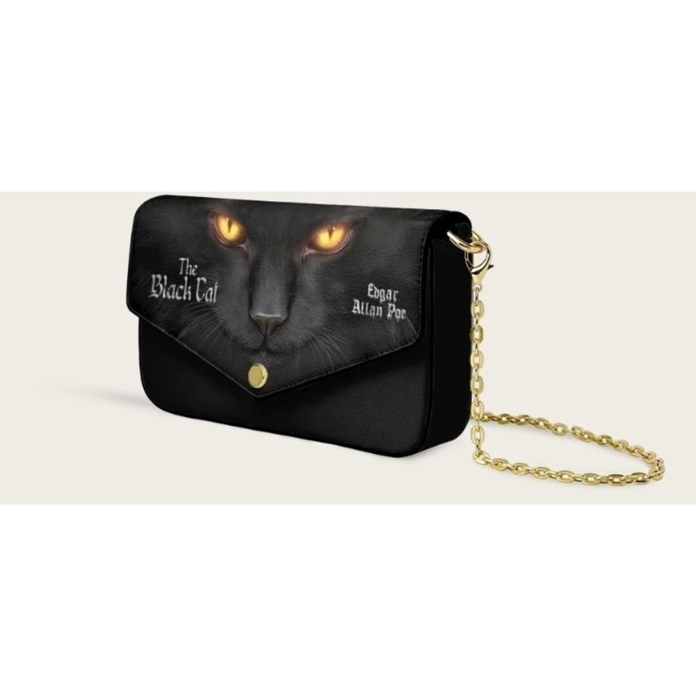 The Black Cat Chain Crossbody Bag Vegan Leather New Horror Halloween - Picture 2 of 5